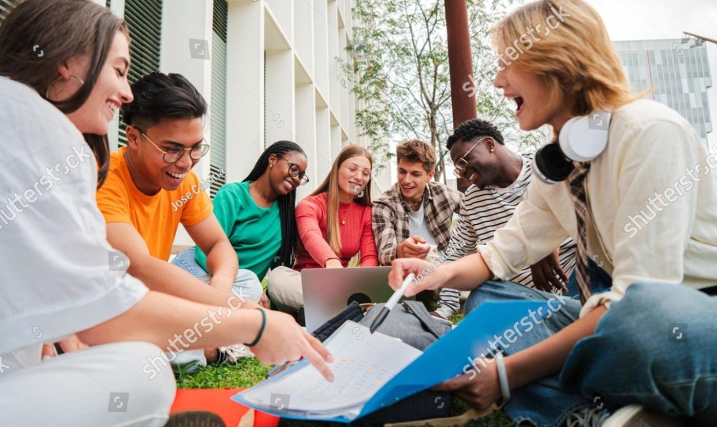 Studenten op campus