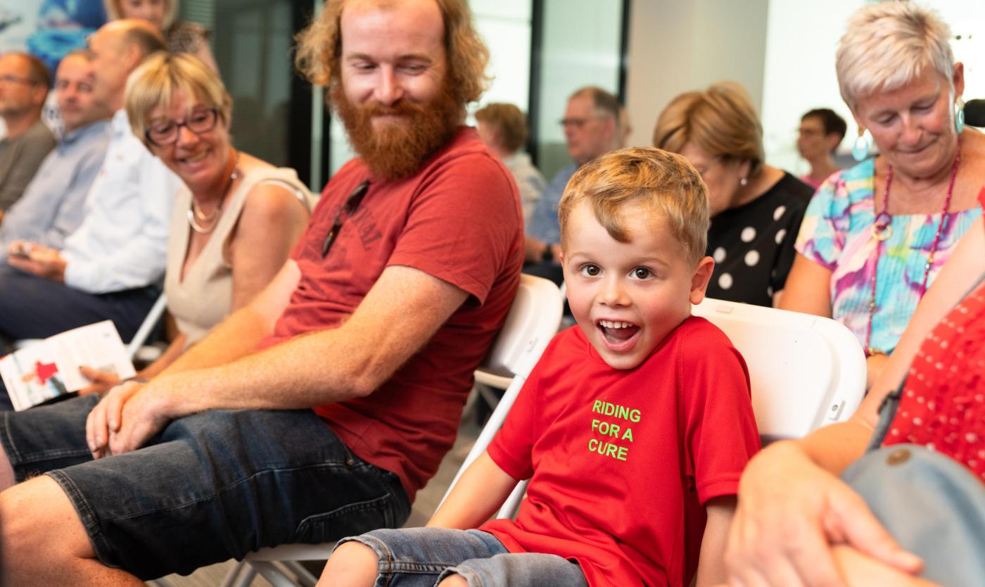 Duchenne patiënt Stan op het lanceringsevent van het fonds