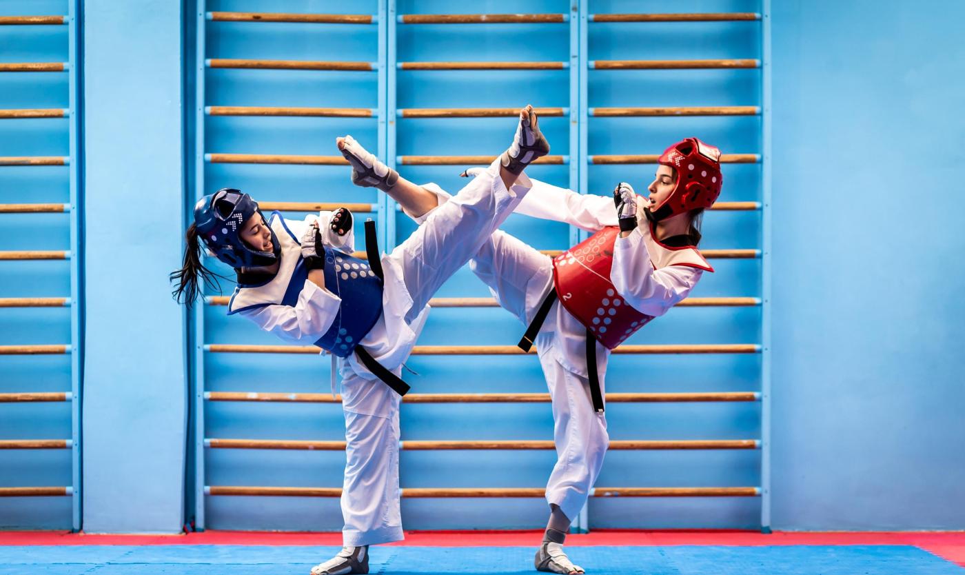 Two Taekwondo athletes
