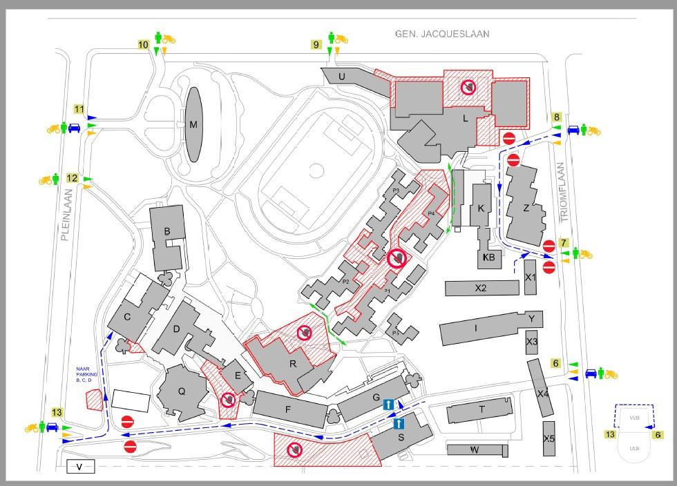gewijzigde verkeerssituatie door werven op de campus Etterbeek