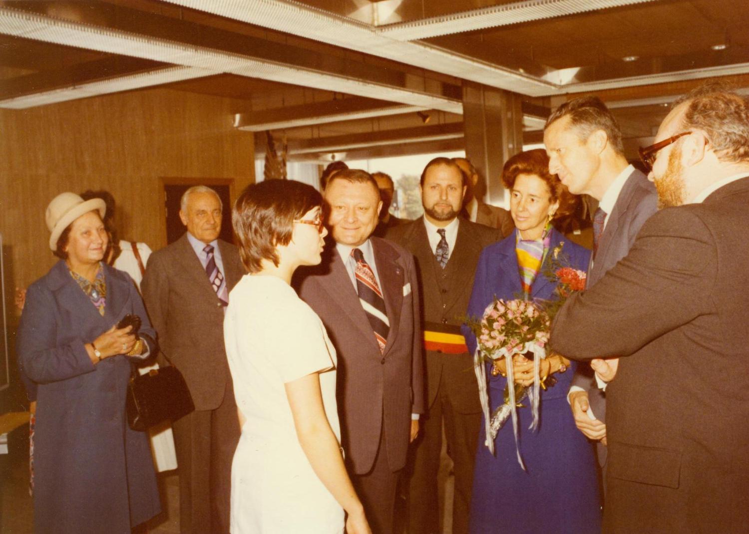 Bezoek Koning Boudewijn en Koningin Fabiola aan het Braemgebouw in 1977 Bezoek Koning Boudewijn en Koningin Fabiola aan het Braemgebouw in 1977