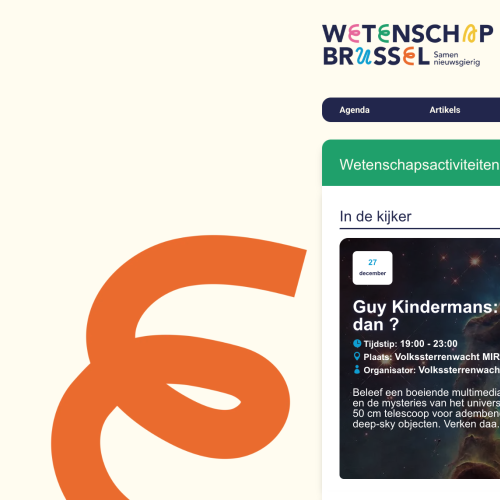 Screenshot Wetenschap Brussel website