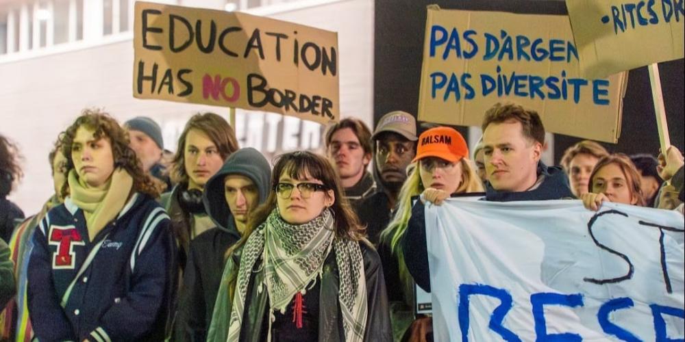 Protest VUB-campus tegen de besparingen